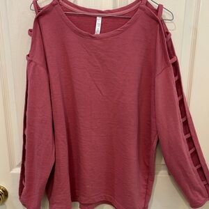 VOGO Athletica Rose Cold Shoulder Sweatshirt